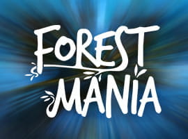 Forest Mania slot game logo and demo prompt. 