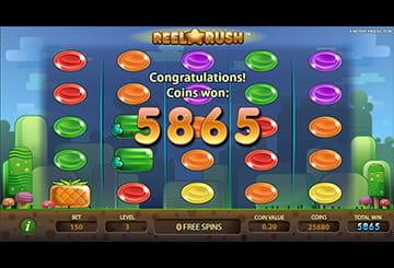 Total Win after Free Spins Feature in NetEnt's Slot Reel Rush