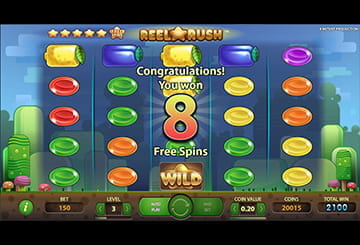 Free Spins Feature in the Slot Reel Rush by NetEnt