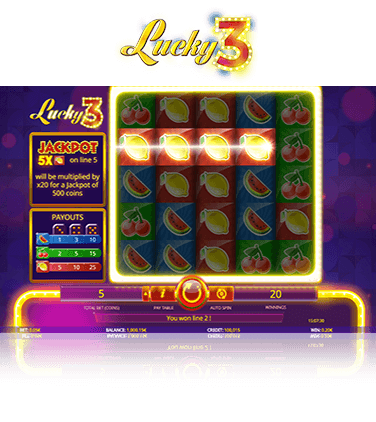 In-game view of Lucky 3 online slot