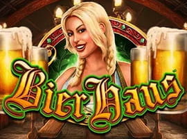 Zu sehen ist das Logo des Spielautomaten mit einer vollbusigen Kellnerin im Dirndl.