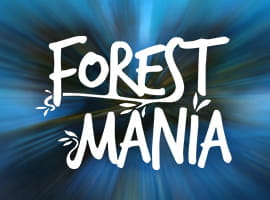 Forest Mania slot game logo and demo prompt.