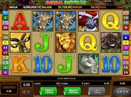 The Base game in Mega Moolah